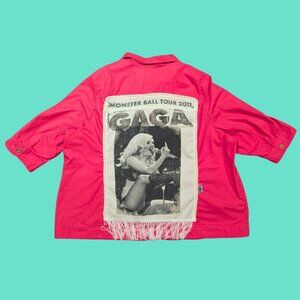 Lady Gaga, Monster Ball Tour 2011 T-Shirt, Pink Denim Jacket Size 2-3XL